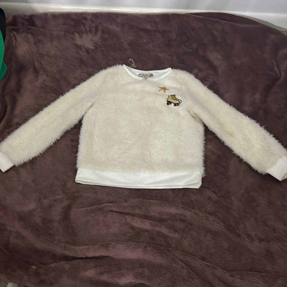 Cute white fluffy kid sweater